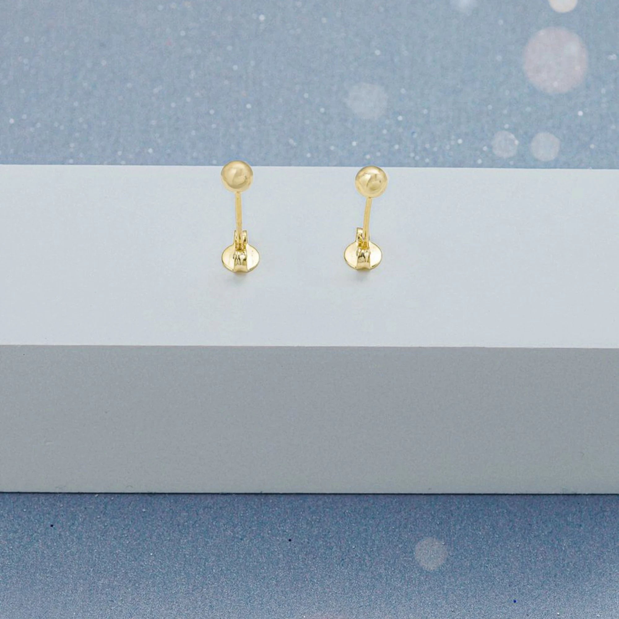 Handmade 18K Gold Plated Ball Stud Earrings, Hypoallergenic 4Mm