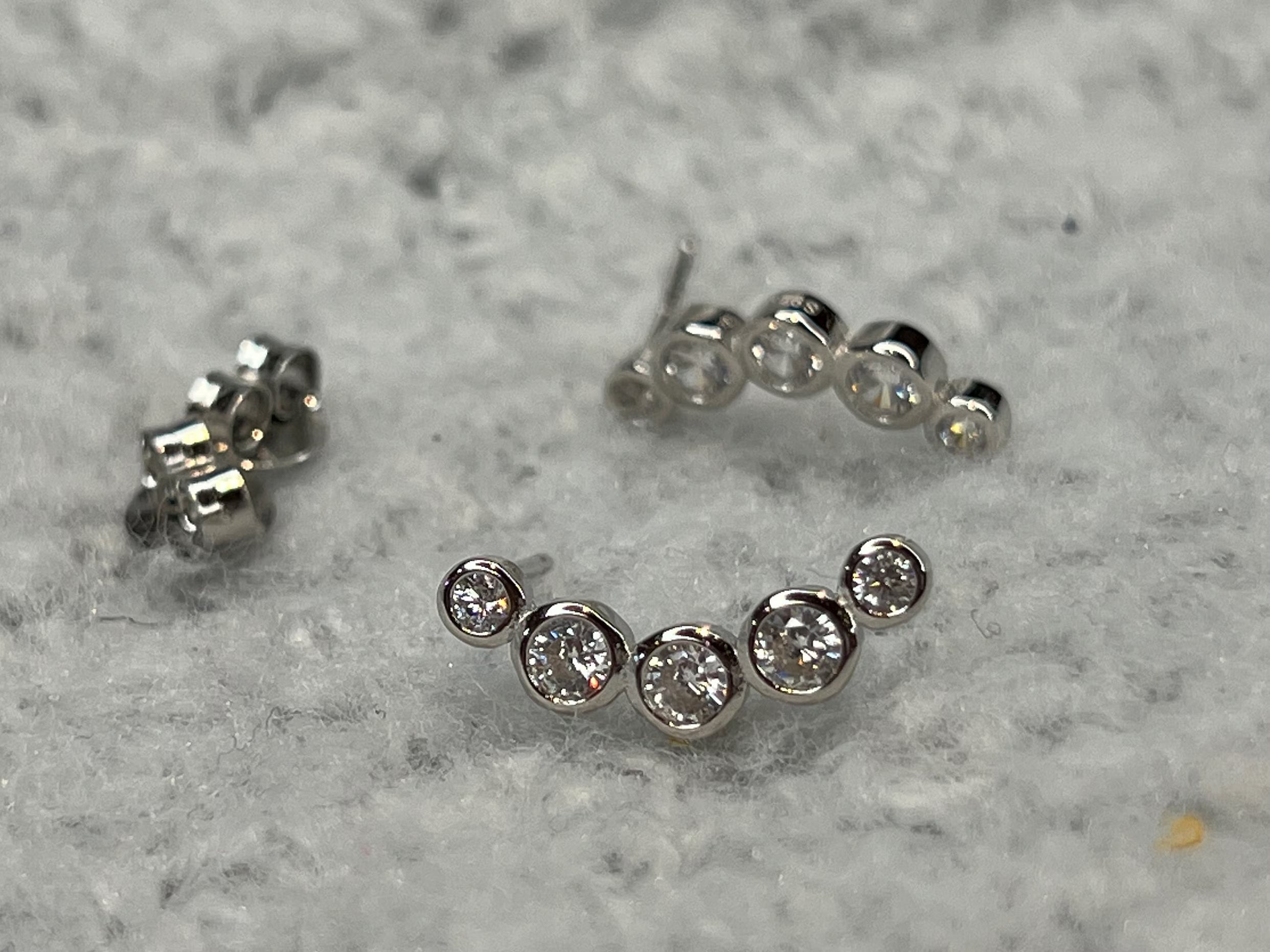 Gold Diamond Ear Climber. 5 Diamonds Ear Cuff in Silver. Ruby, Sapphire Diamond Stud Earrings. Crawler Earrings Gift. Same Day Shipping.