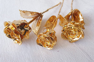 Real Natural Roses Preserved and Dipped in 24K Pure Gold, Gifts for Her, Occasion, Wedding