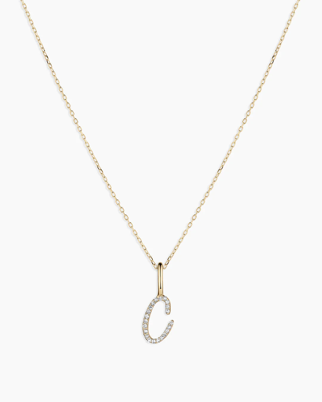 Diamond Script Alphabet Charm Necklace