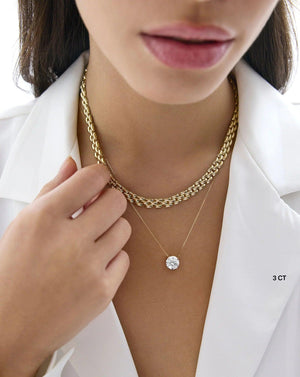 Elegant Round Lab Diamond Necklace - Timeless Sparkle and Shine.