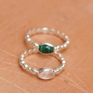 Healing Stone Bobble Ring Sterling Silver