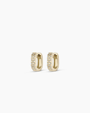 14K Diamond Checkered Mini Huggies