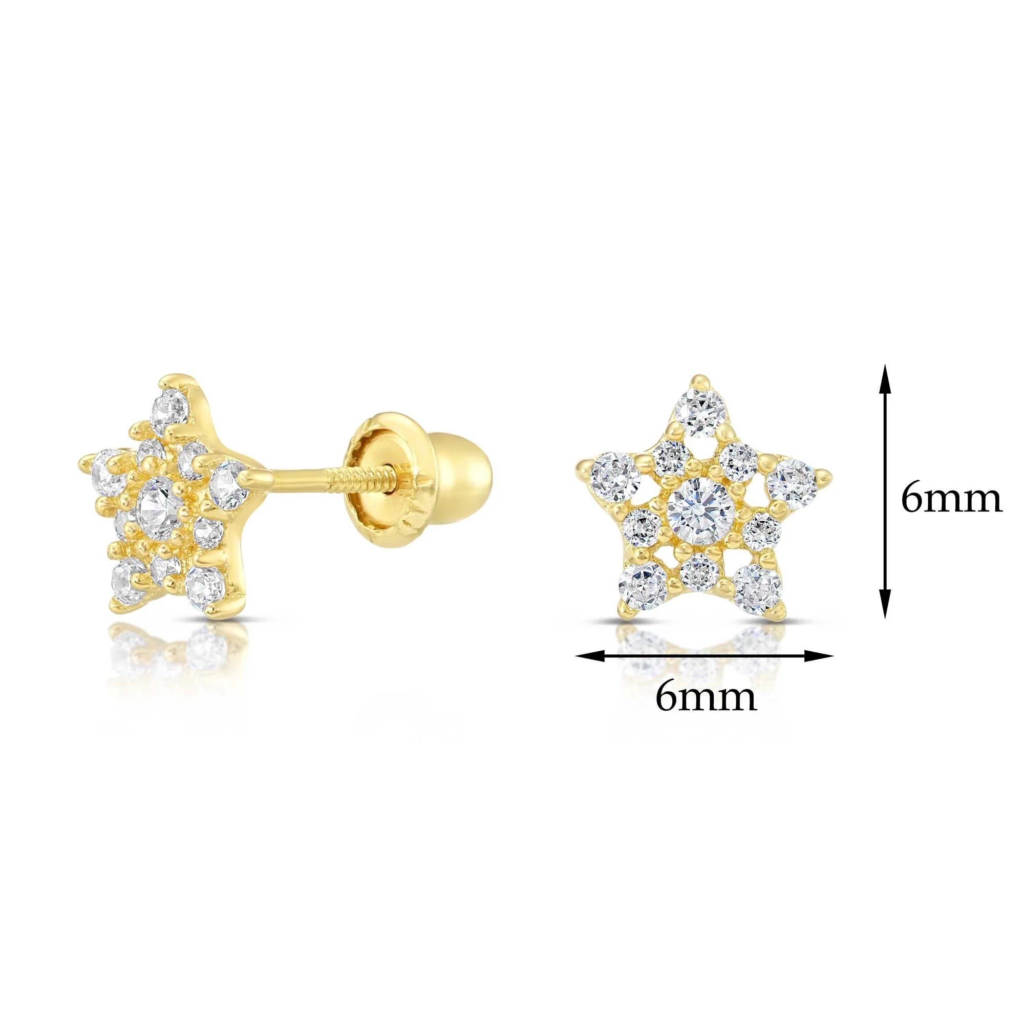 10K Yellow Gold Star Stud Earrings