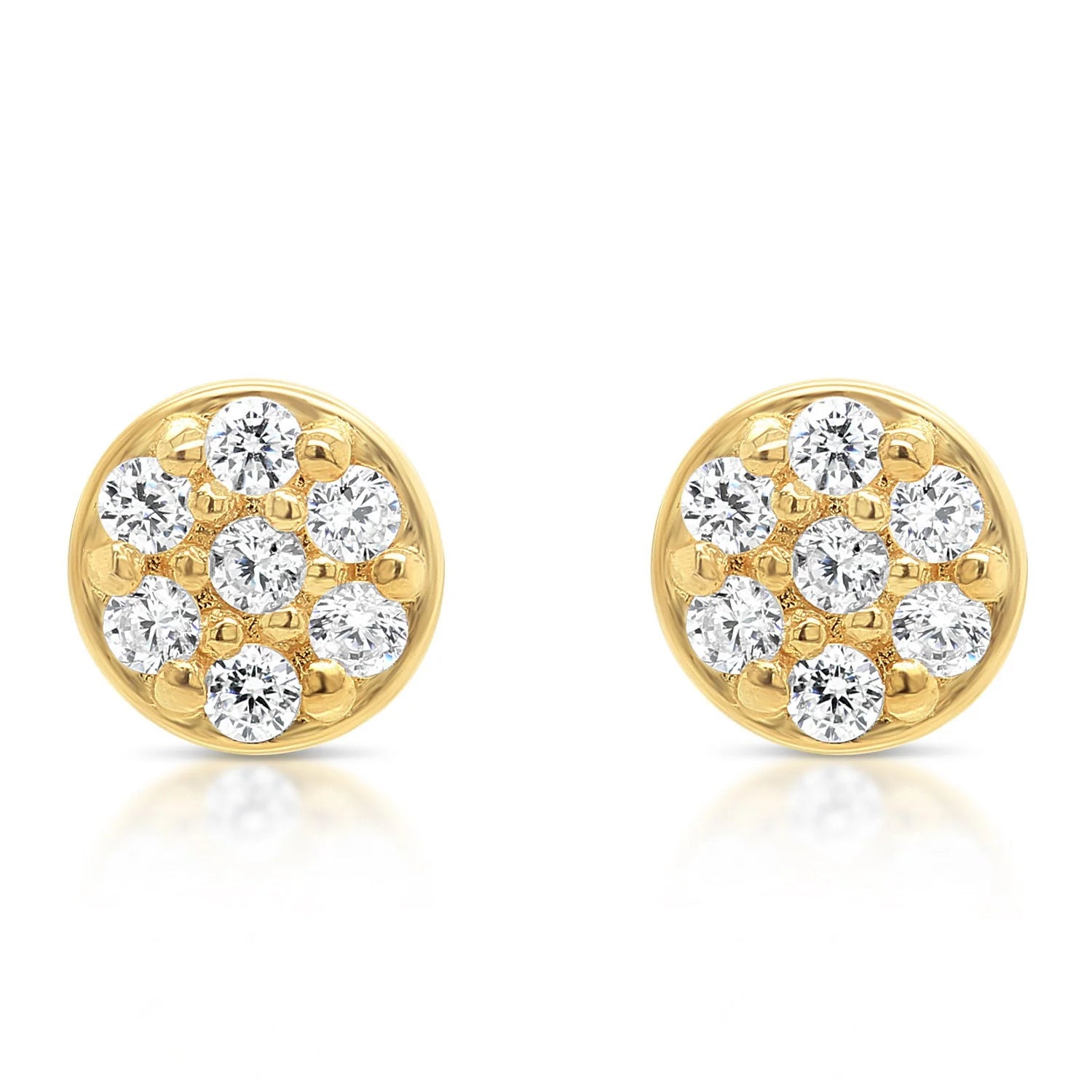 14K Gold round Stud Earrings with Screw Backings