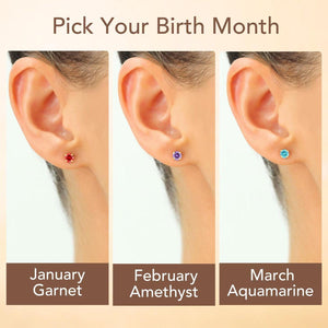 Stunning 10K Solid Yellow Gold Birthstone Stud Earrings - 5mm Pushback Sleeper Style, Available in 12 Vibrant Colors!.