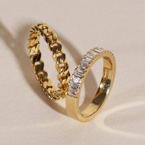 Bold Half Diamond Baguette Ring NikNenz™ Premium Gold & Diamonds