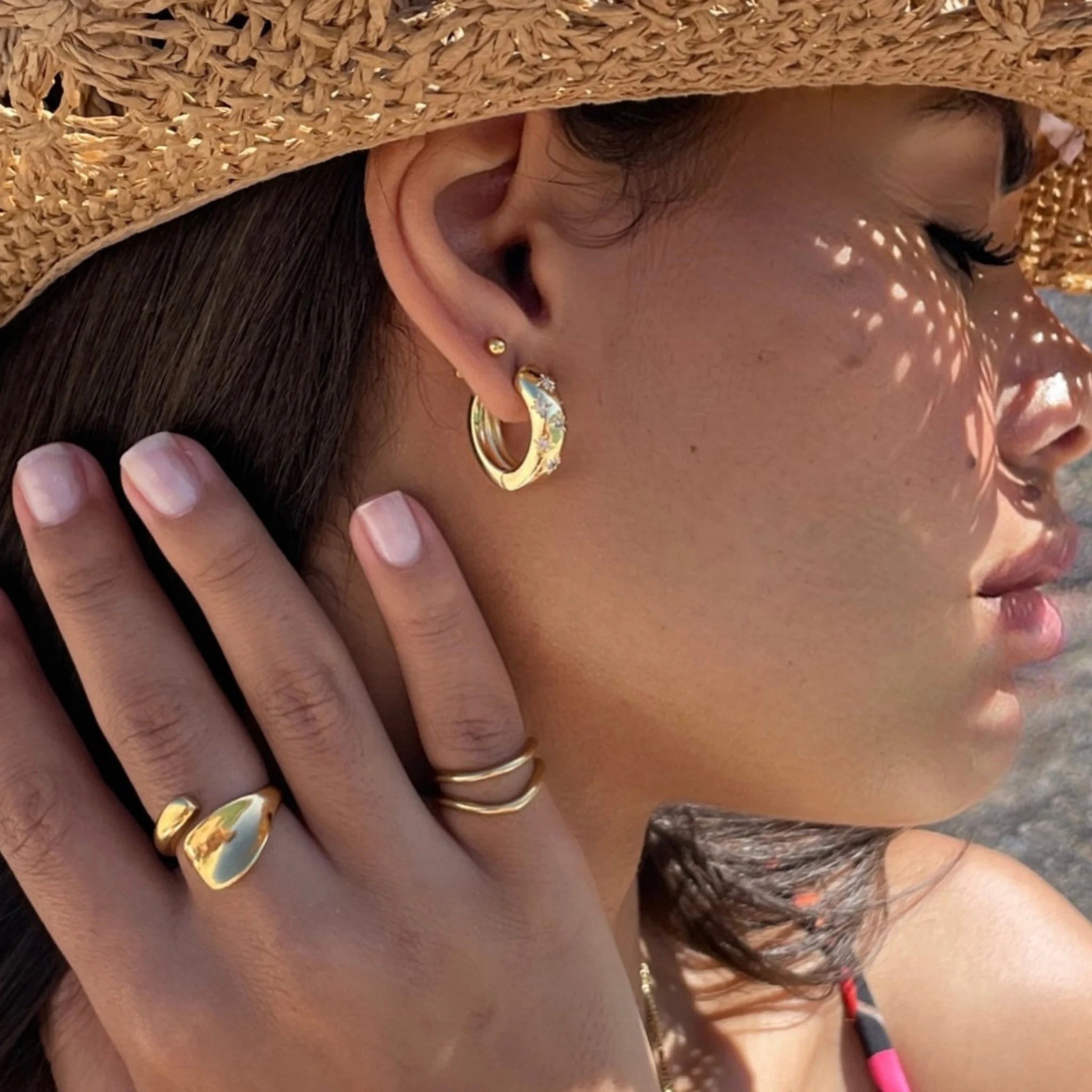Waterproof Gold Double Band Ring - Adjustable Stainless Steel Ring - Tarnish Free Gold Ring - Elegant Dainty Ring for Everyday