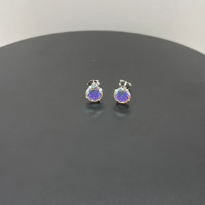 Sterling Silver Aurora Borealis Stud Earrings, Cubic Zirconia