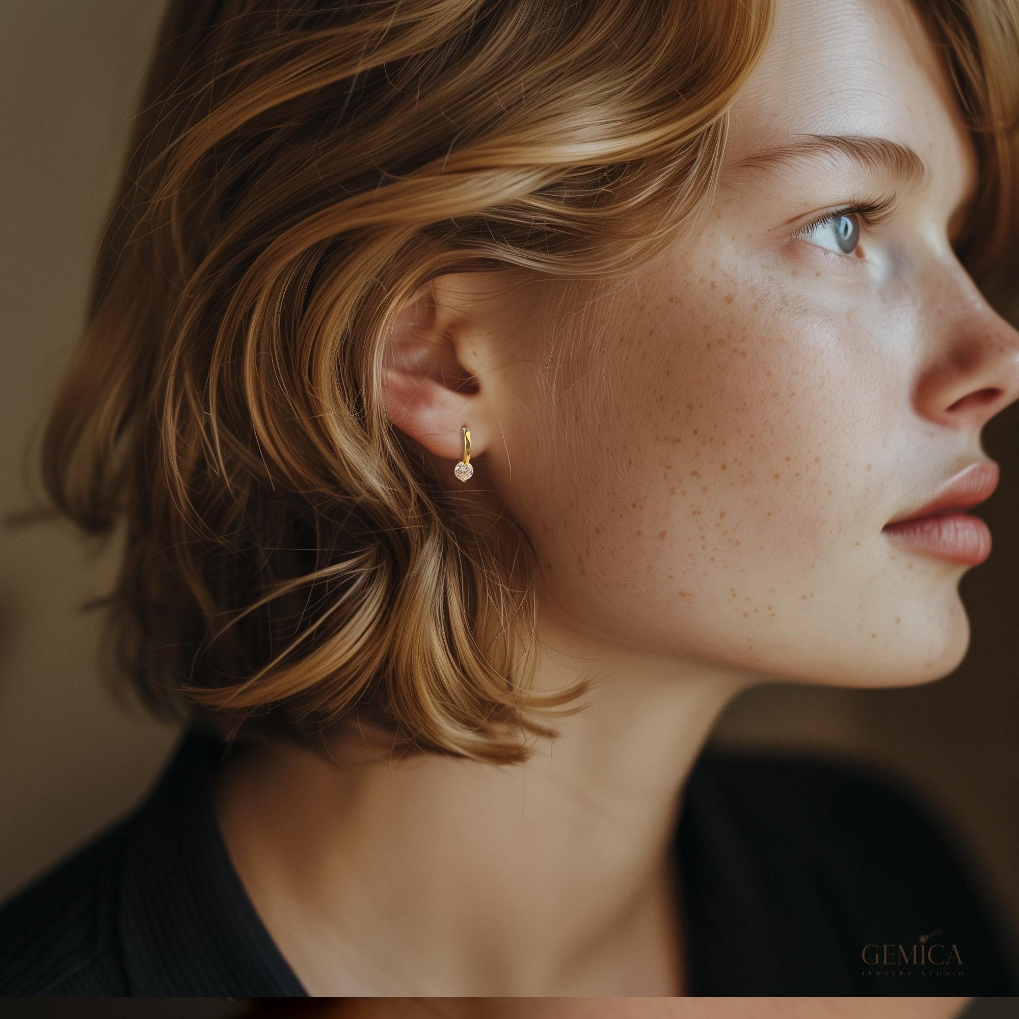 14K Gold Vermeil Diamond Stud Earrings: Elegant Minimalist Jewelry, Ohrstecker Gold, Ohrringe Gold