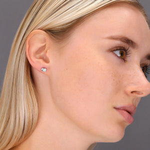 Elegant Sterling Silver CZ Heart Stud Earrings - Perfect Gift for Any Occasion.