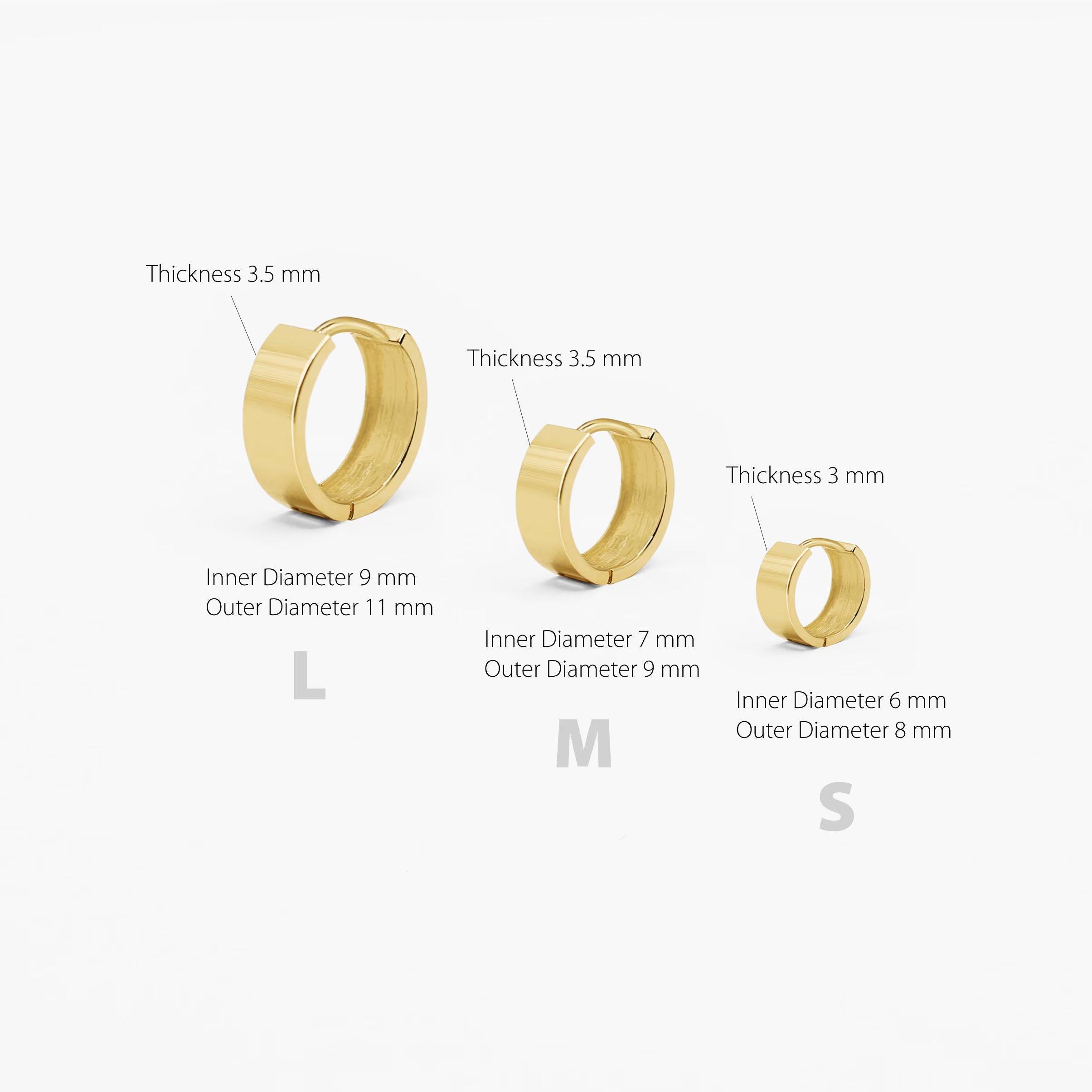 Elegant 14K Solid Gold Wide Huggie Hoop Earrings - Bold and Stylish.