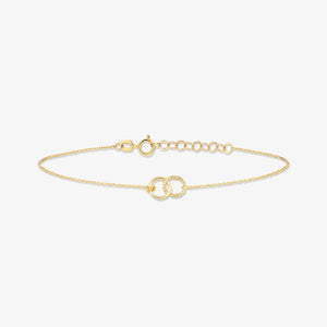 Elegant 14K Solid Gold Interlocking Circle Bracelet - Dainty Connection Jewelry Gift for Her.