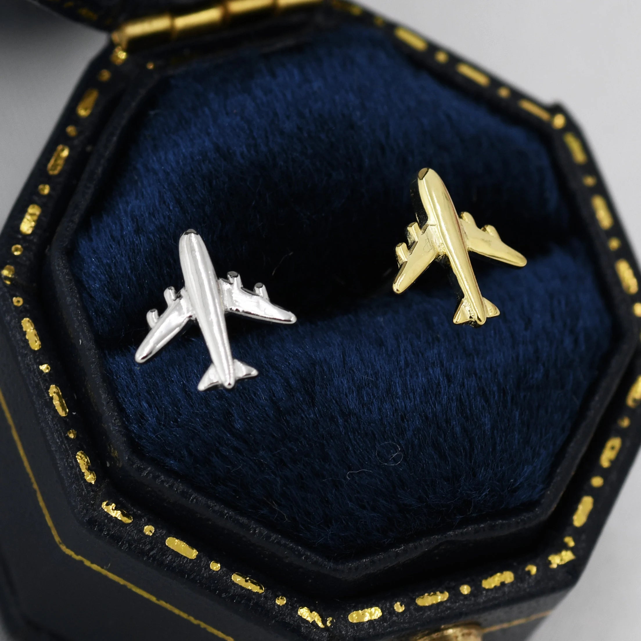 Tiny Plane Stud Earrings in Sterling Silver, Silver or Gold, Airplane Earrings, Stacking Earrings