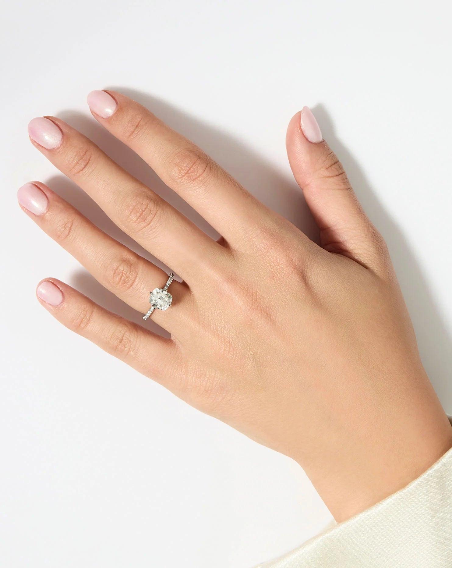 Stunning 2.08ct Old Mine Natural Diamond in Whisper Thin® Pavé Hidden Halo Setting.