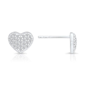 Dazzling Sterling Silver CZ Heart Stud Earrings - Perfect for Any Occasion!.