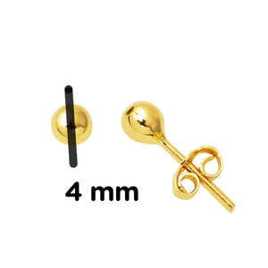 14K Solid Gold Ball Stud Earrings, Yellow Gold Ball Earrings 4Mm, Gold round Ball Stud Sleeper Earrings, Classic Jewelry