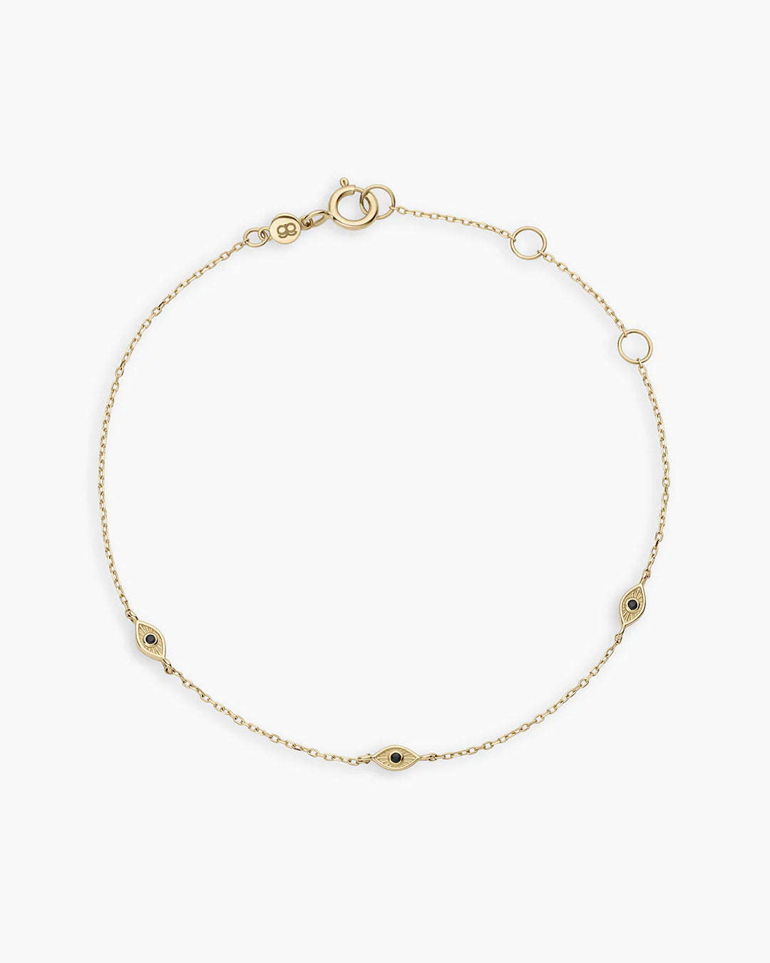 14K Gold Black Onyx Evil Eye Bracelet