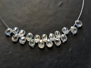 2.4X1.7Mm-3.2X2.5Mm Clear White Diamond Drop, Sparkling Clear White Faceted Diamond Tear Drops, Diamond Drops (1Pc to 2Pcs Option)-Ppsk12