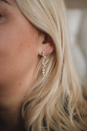Gold Crystal Drop Wedding Earrings: CZ Diamond Dangle, Sterling Silver "ELEONORA"