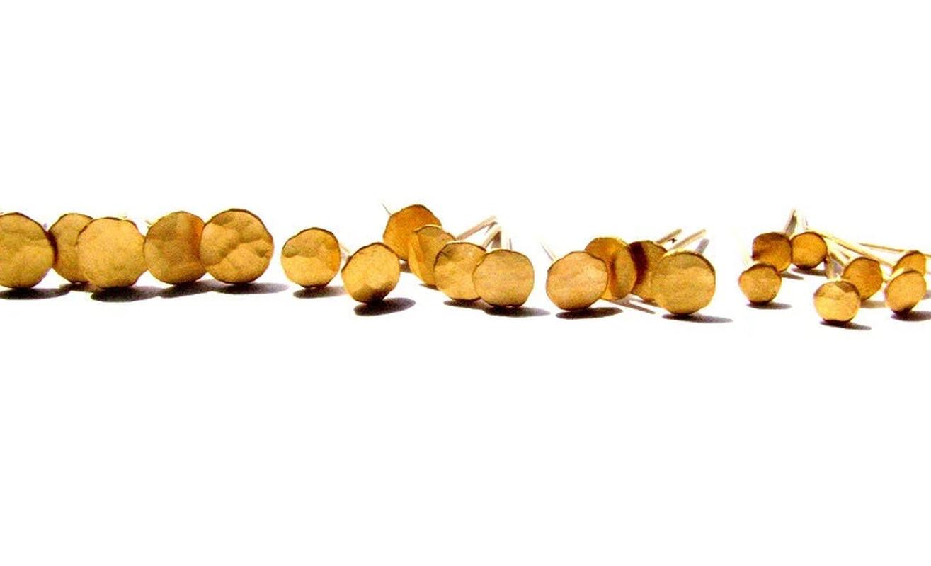 24K Solid Gold Stud Earrings, 5mm Pure Yellow Gold Post Earrings.