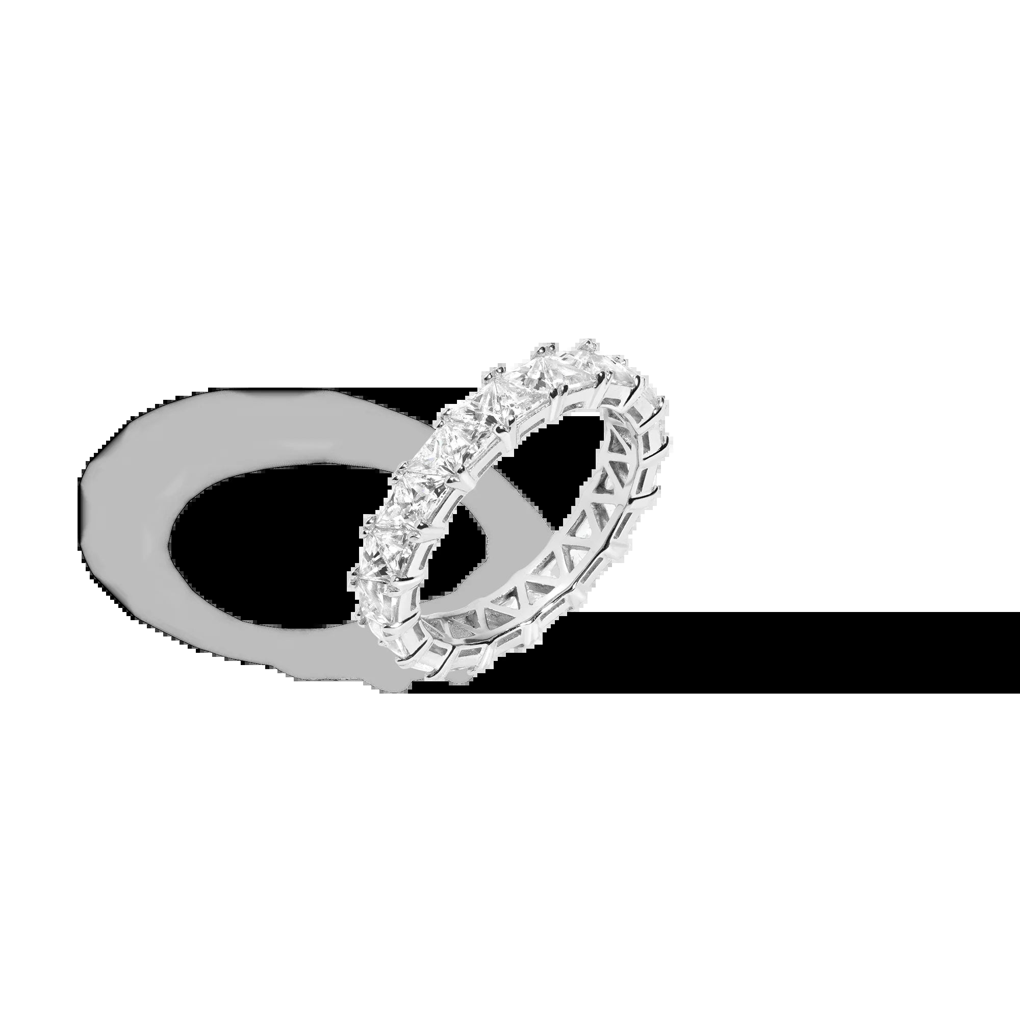 Lab Grown White Sapphire Trillion Eternity Ring NikNenz™ Premium Gold & Diamonds