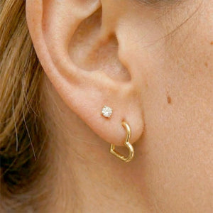Gold Heart Huggie Earrings - Gold Heart Hoop Earrings - 18K Gold Vermeil -Minimalist Valentine Jewelry - Demi-Fine Mother'S Day Gift