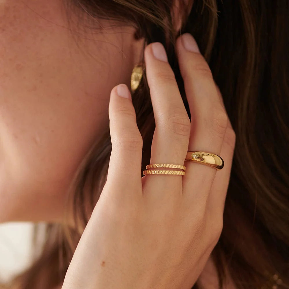 Estée Lalonde Sunburst Stacking Ring 18Ct Gold Plate