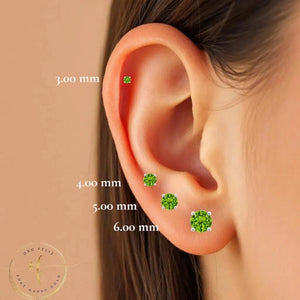 Stunning 14K Solid Gold Peridot Earrings - Elegant August Birthstone Screw Back Studs.