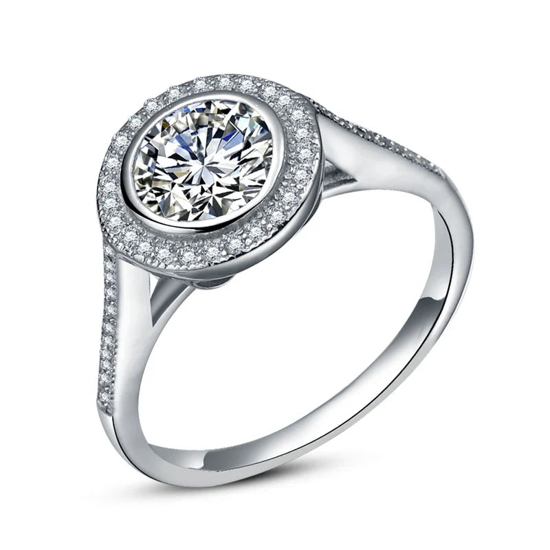 Round CZ Halo Ring In