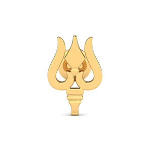 14K/18K Pure Gold Trishul Men’s Stud Earring – Hindu Trident Single Ear Stud for Spiritual Gifts & Everyday Wear.