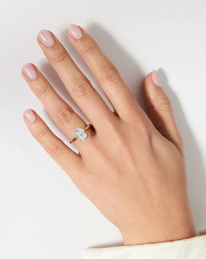Stunning 3.53ct Cushion Diamond Cloud Solitaire Engagement Ring in 14K Gold.