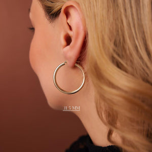 Luxurious 14K Gold Thick 3mm Waterproof Hoop Earrings for Everyday Elegance.