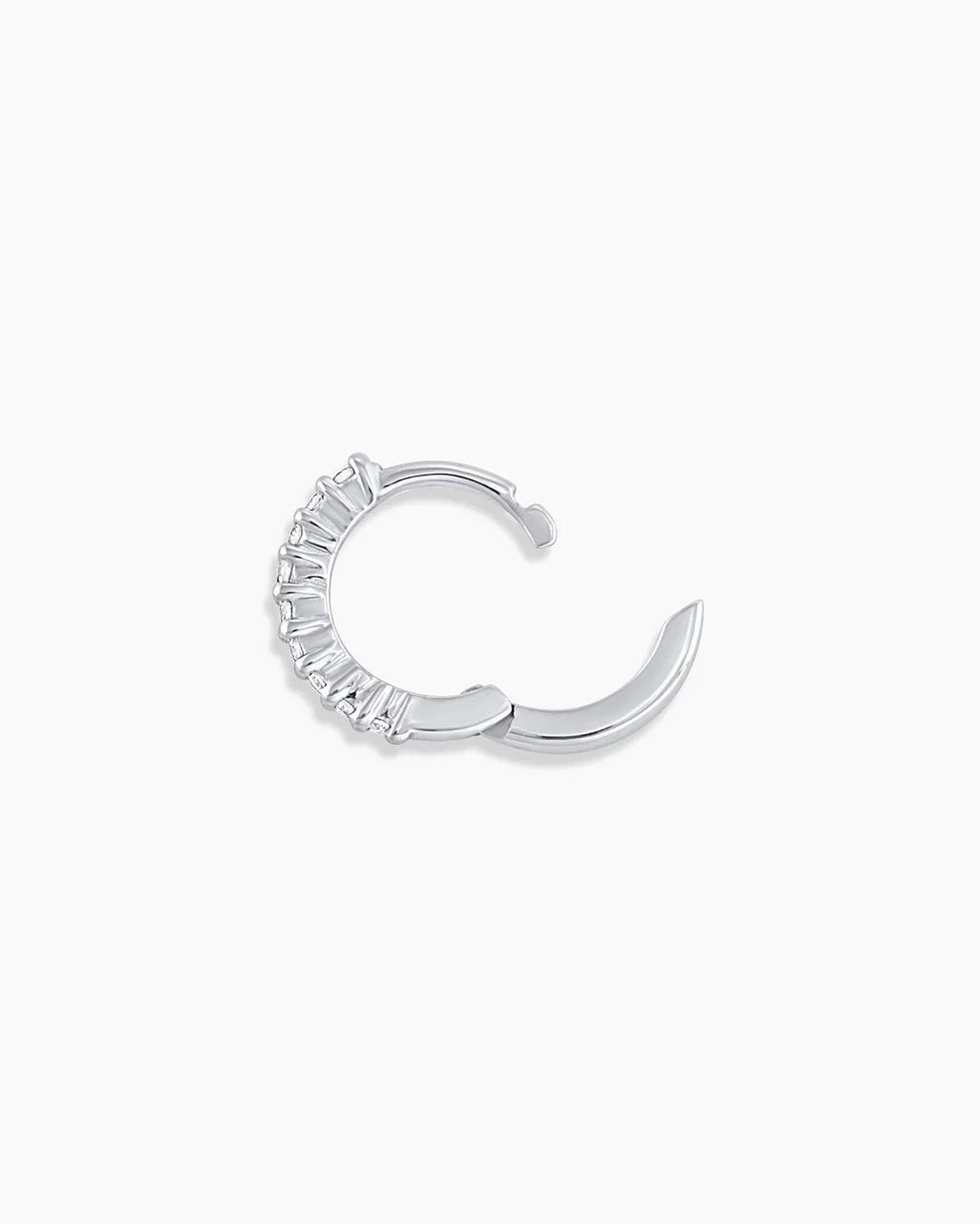14K White Gold Diamond Pavé Single Huggie