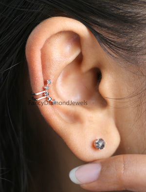 Ear Cuff Earrings, Ear Wraps, Earring Cuffs, Natural Diamond Ear Cuff, No Piercing Ear Cuff, 14K Gold Diamond Ear Cuff, Gold Ear Wrap KD1070