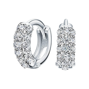 Triple Row Pave Diamond Huggie Hoop Earrings | 14K Gold Small Sparkle Hoop Earrings | Elegant Everyday Jewelry | Gift for Her.