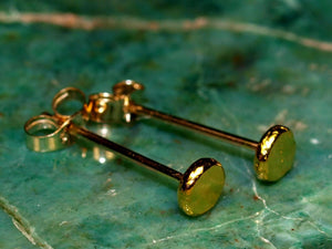 Radiant 24K Gold 3mm Minimalist Disc Stud Earrings - Timeless Elegance in Solid Gold.