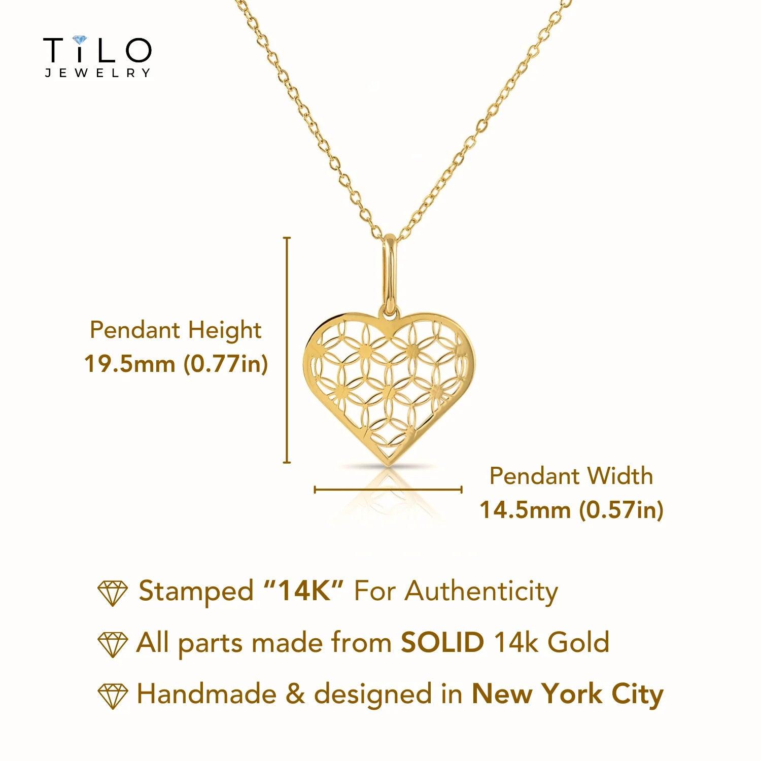 Stunning 14K Yellow Gold Floral Heart Pendant with 18" Necklace - A Timeless Gift!.