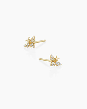 14K Diamond Bee Studs