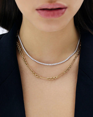 Elegant Mixed Link Chain Necklace for Effortless Style.