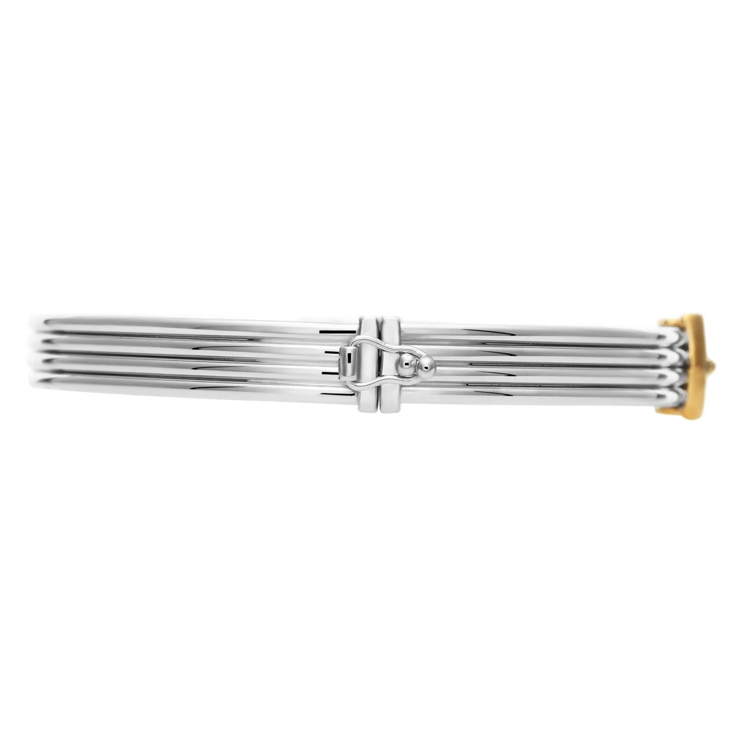 Fancy Two-Tone Hinged Buckle Bracelet in Sterling Silver