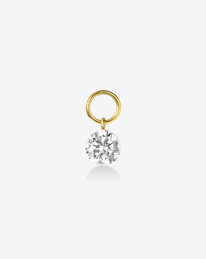 Elegant Round Lab Diamond Huggie Charm Earrings.