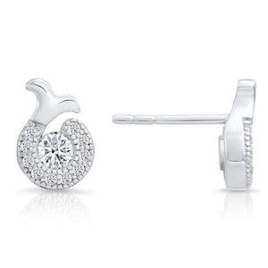 Exquisite CZ Shrimp Stud Earrings in Sterling Silver - A Delightful Seafood-Inspired Accessory.