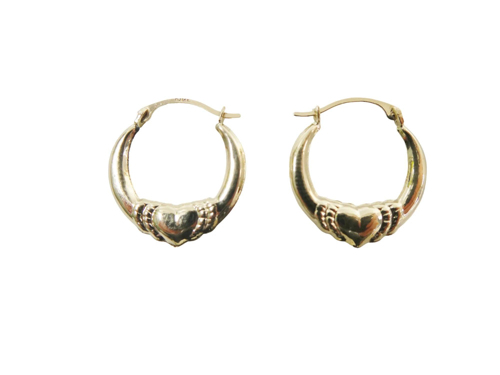 Elegant 14K Solid Gold Heart Hoop Earrings - Dainty Small Yellow Gold Hoops for Women.
