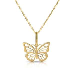 Elegant 14K Yellow Gold Butterfly Pendant Necklace - Graceful Charm for Every Occasion.