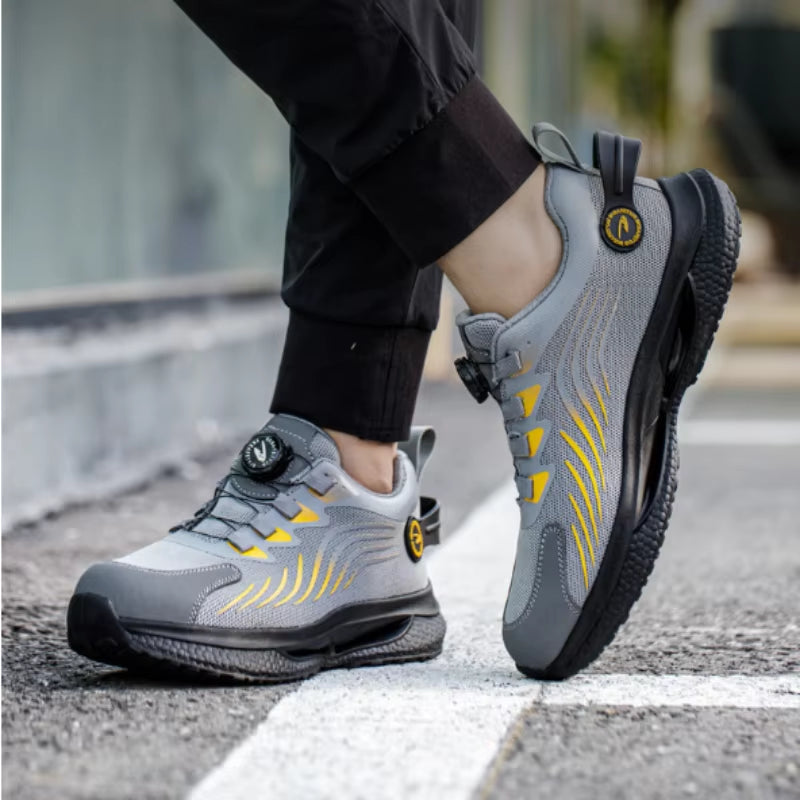 Rotating Button New Safety Shoes Men Anti-Smash Anti-Puncture Work Shoes Fashion Men Sport Shoes Security Protective Boots Men