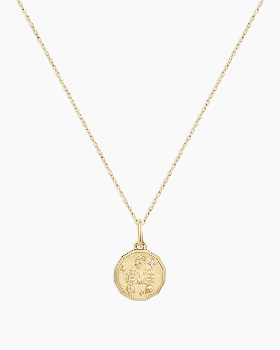 Diamond Zodiac Coin Charm Necklace