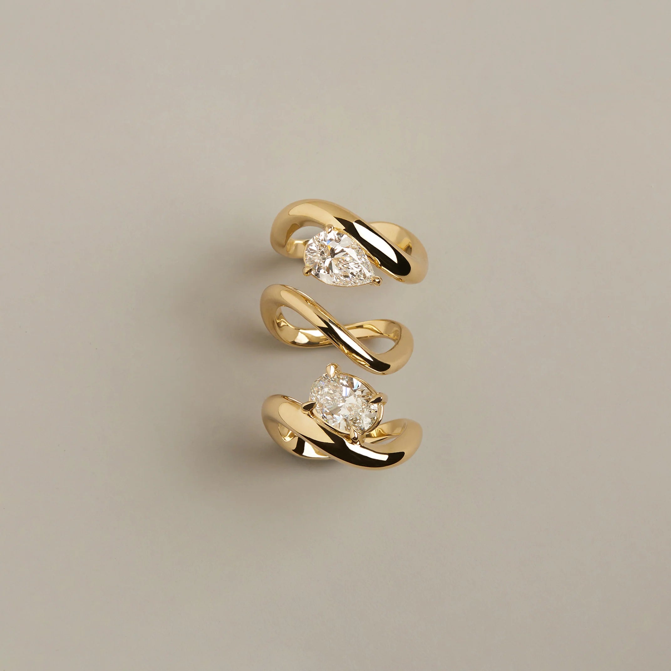 2Ct Pear Lab Grown Diamond Floating Ring NikNenz™ Premium Gold & Diamonds