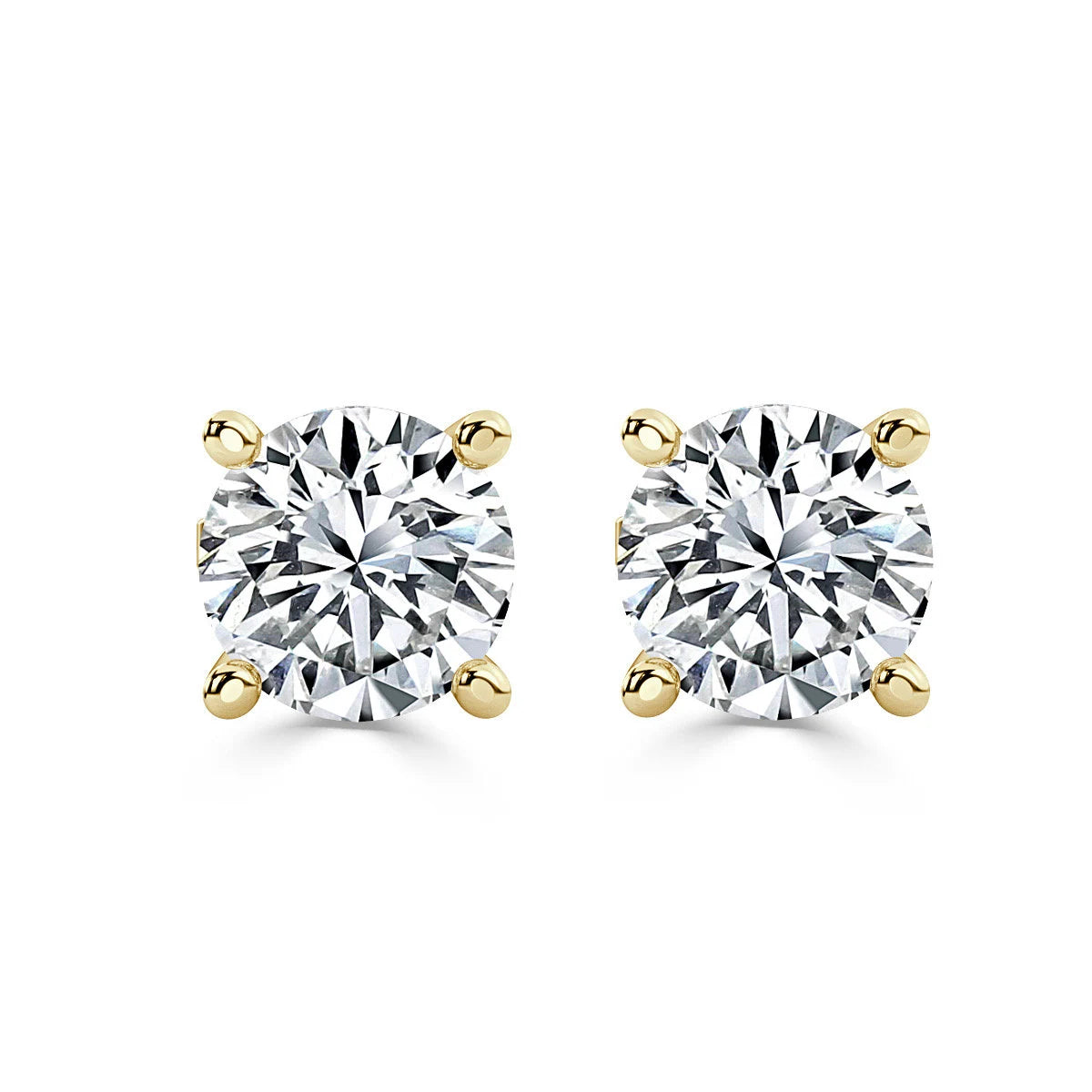 0.30Ct F/SI 100% Natural round Diamond Stud Earrings, Yellow Gold