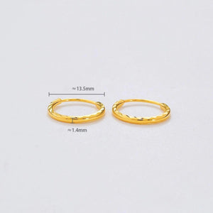 Luxurious 24K Gold Minimalist Wave Hoop Earrings for Elegant Women.